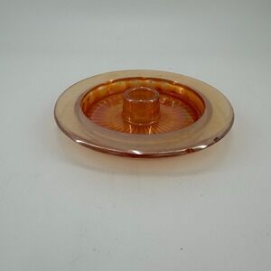 Vintage Jeannette Carnival Glass Iridescent Marigold Candleholder 5.5"